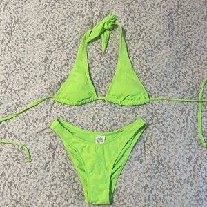 NWOT lime green bikini